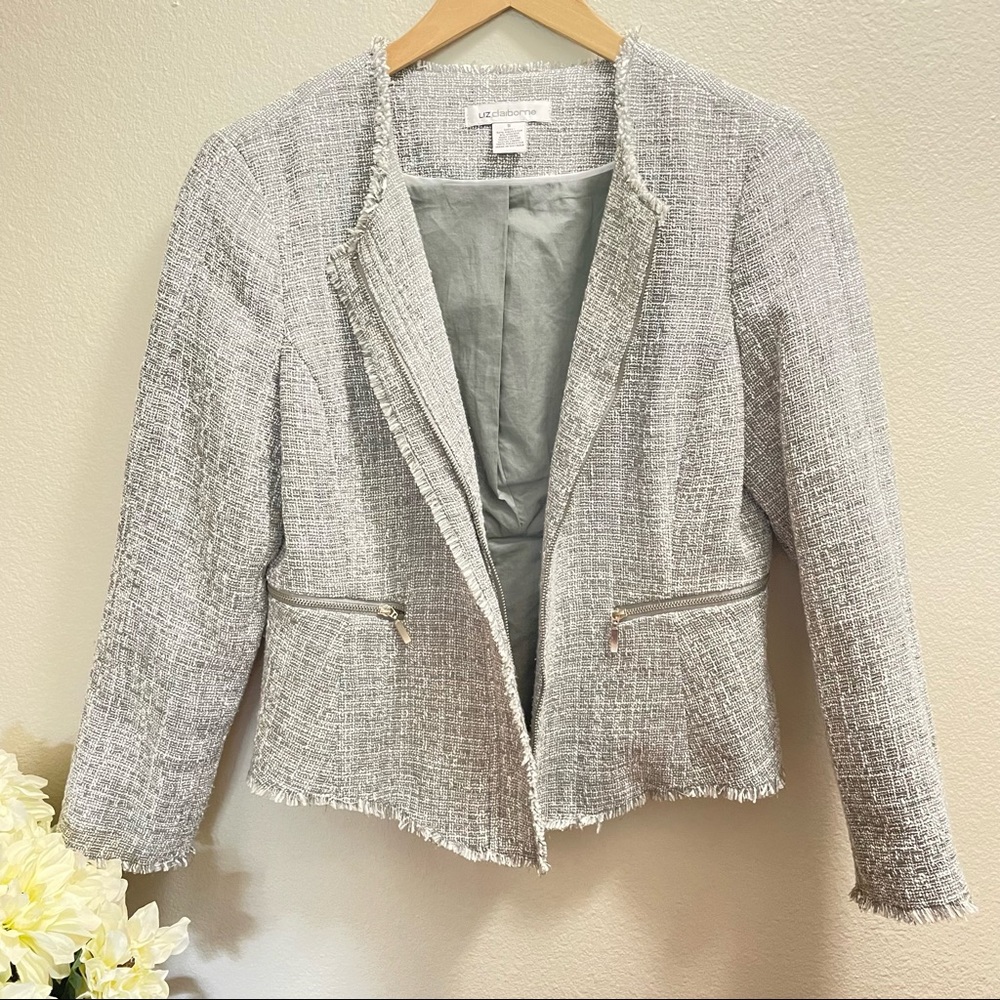 Liz Claiborne Women's Small Gray Tweed Blazer